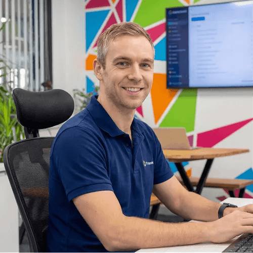 Cyber security specialist monitoring threat activity for a London business